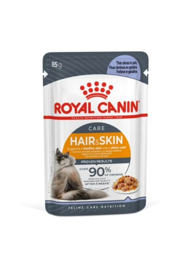 Royal Canin Feline Care Nutrition Hair & Skin Jelly Cat Wet Food - 12x85g - Image 3